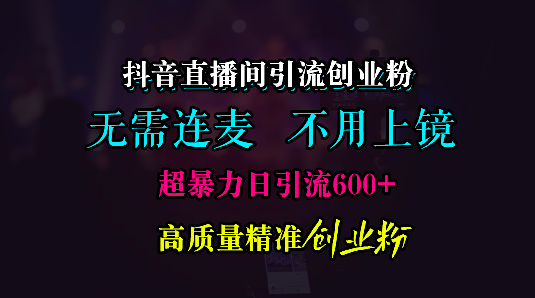 抖音直播间引流创业粉，无需连麦、无需上镜，超暴力日引流600+高质量精准创业粉-2Y资源网