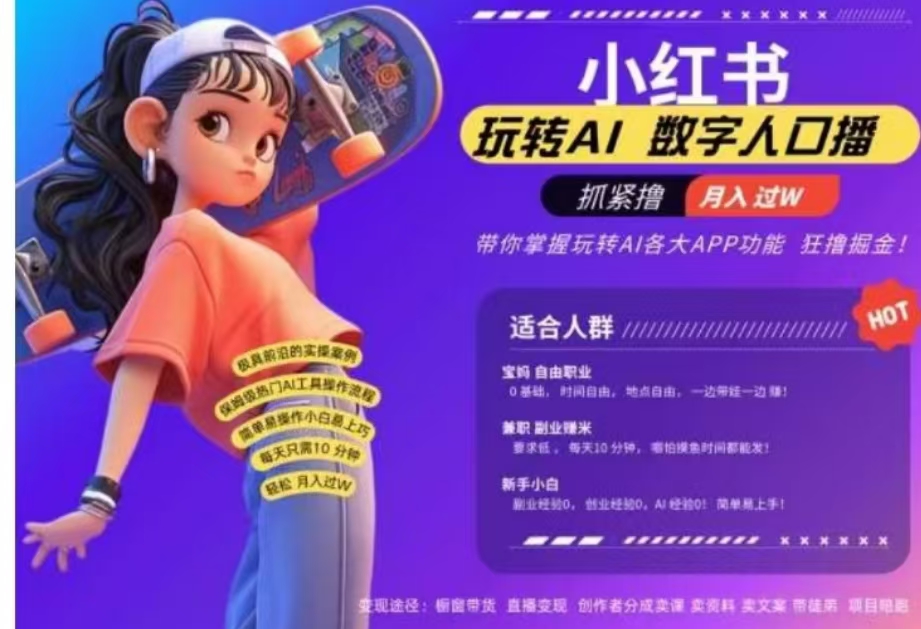 小红书数字人暴力起号，AI改写文案，流量火爆月入破W轻松拿捏，再也不用费劲录口播-2Y资源网