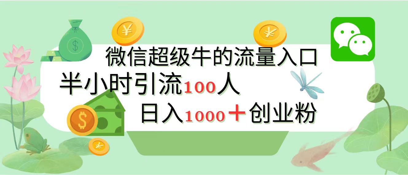 新的引流变现阵地，微信超级牛的流量入口，半小时引流100人，日入1000+创业粉-2Y资源网