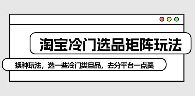 淘宝冷门选品矩阵玩法：换种玩法，选一些冷门类目品，去分平台一点羹-2Y资源网