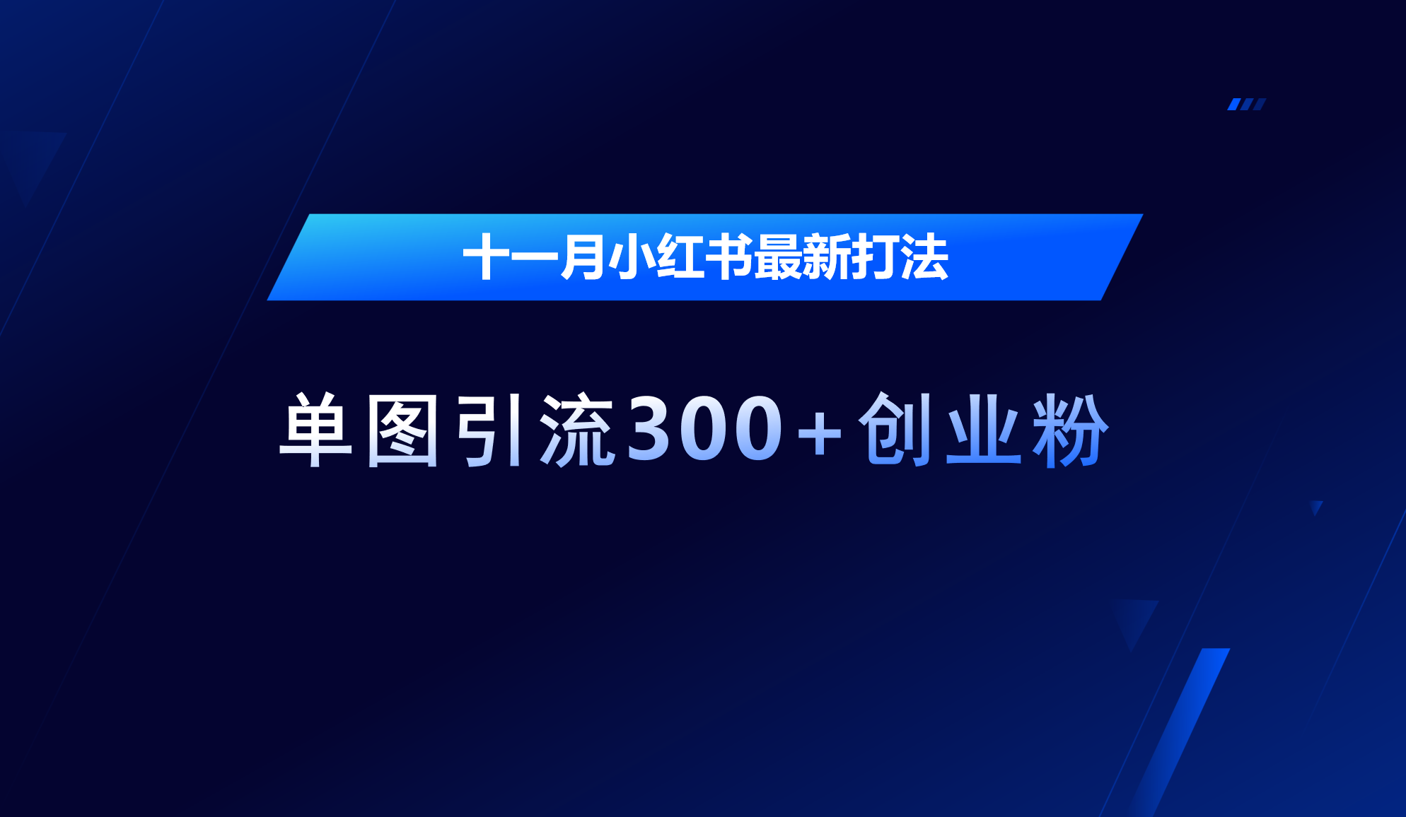 十一月，小红书最新打法，单图引流300+创业粉-2Y资源网