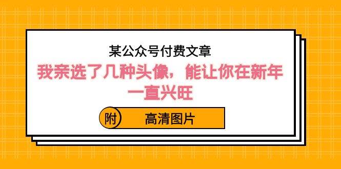 某公众号付费文章：我亲选了几种头像，能让你在新年一直兴旺（附高清图片）-2Y资源网