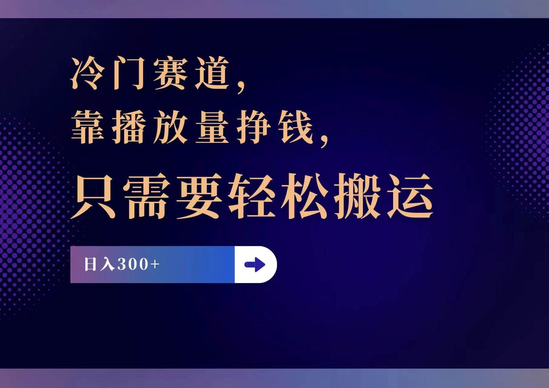 冷门赛道，靠播放量挣钱，只需要轻松搬运，日赚300+-2Y资源网