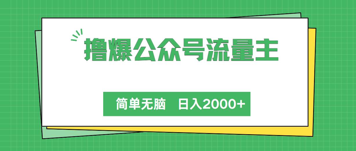 撸爆公众号流量主，简单无脑，单日变现2000+-2Y资源网