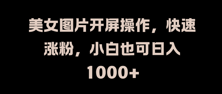 美女图片开屏操作，快速涨粉，小白也可日入1000+-2Y资源网