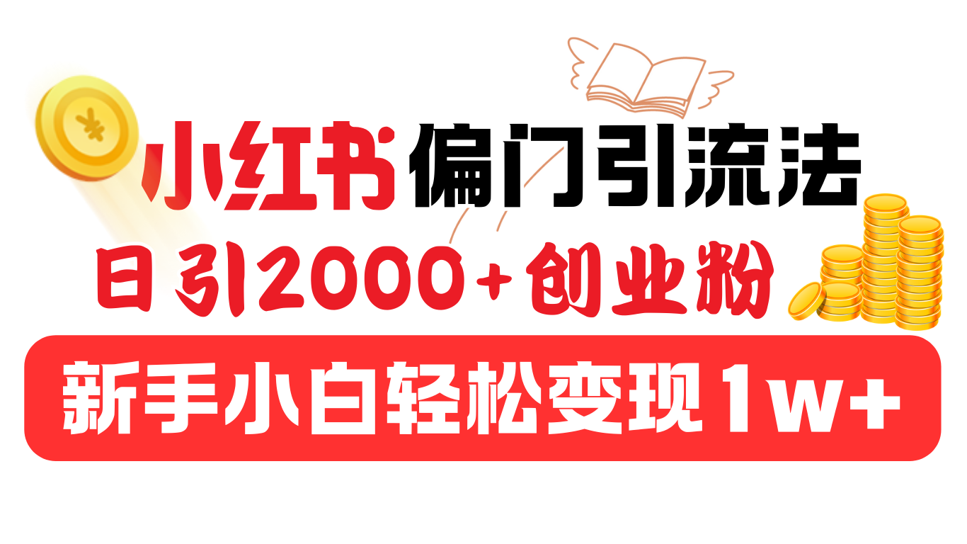 小红书偏门引流法，日引2000+创业粉，新手小白轻松变现1w+-2Y资源网