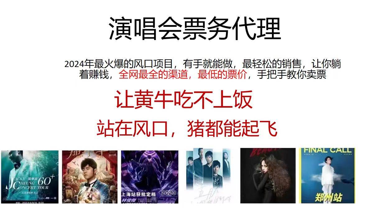 演唱会全网最低票务代理，小白一分钟上手，手把手教你卖票，日入2000+…-2Y资源网