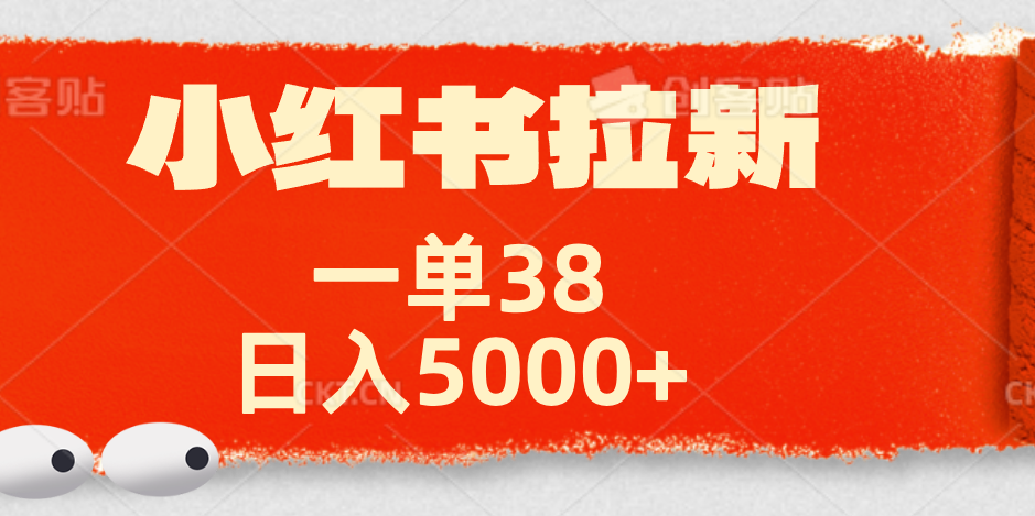小红书拉新项目，一单38元！日入5000+【揭秘】-2Y资源网