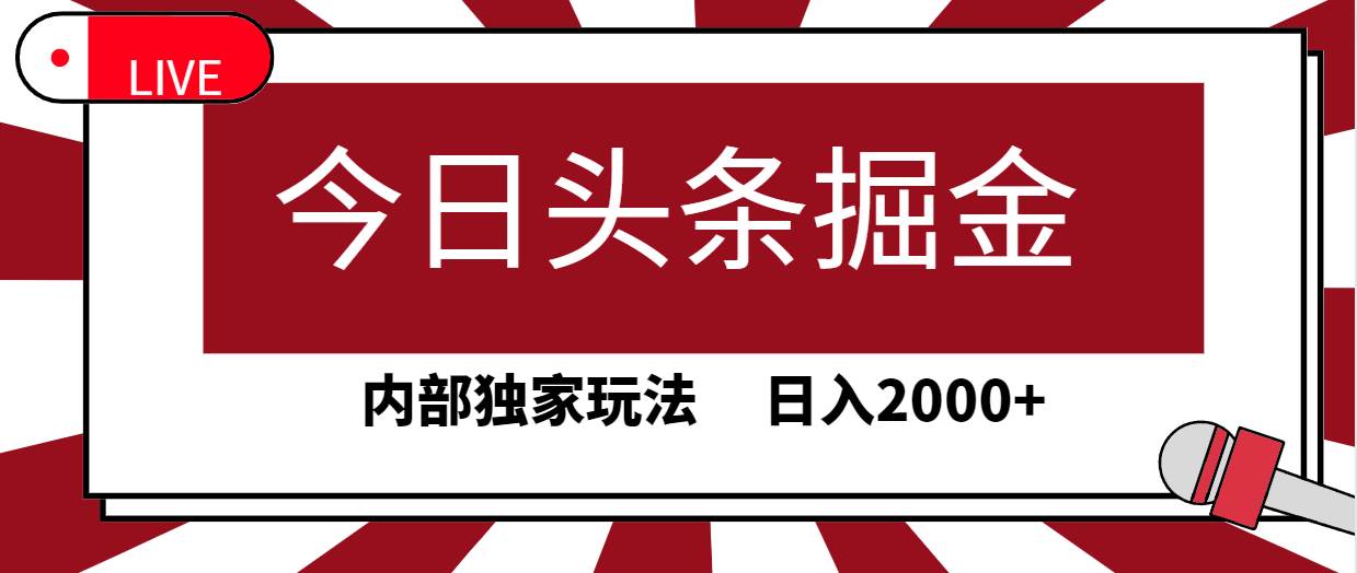 今日头条掘金，30秒一篇文章，内部独家玩法，日入2000+-2Y资源网