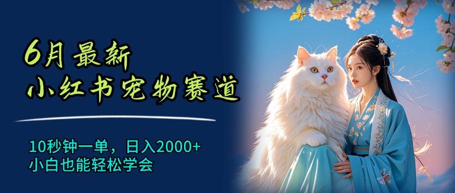 6月最新小红书宠物赛道，10秒钟一单，日入2000+，小白也能轻松学会-2Y资源网