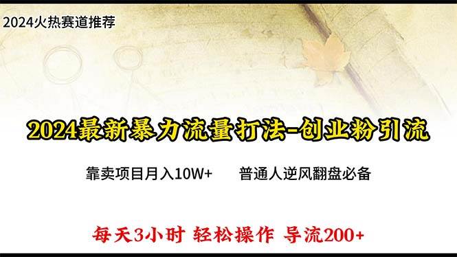 2024年最新暴力流量打法，每日导入300+，靠卖项目月入10W+-2Y资源网