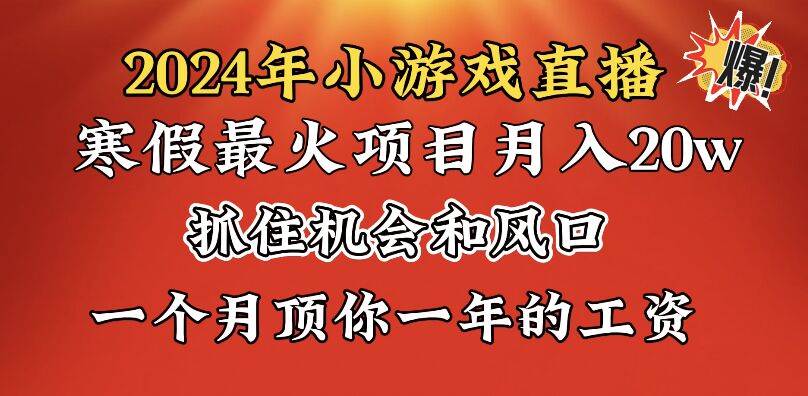 2024年寒假爆火项目，小游戏直播月入20w+，学会了之后你将翻身-2Y资源网