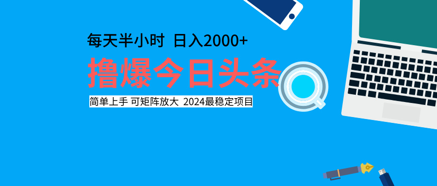 撸爆今日头条，每天半小时，简单上手，日入2000+-2Y资源网