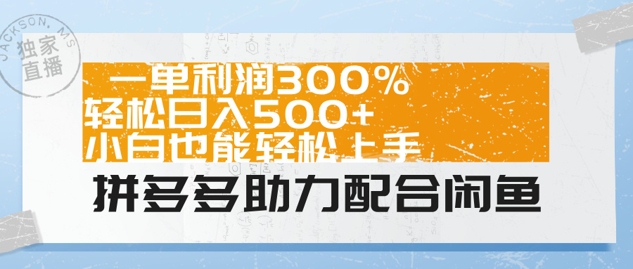 拼多多助力配合闲鱼 一单利润300% 轻松日入500+ 小白也能轻松上手！-2Y资源网