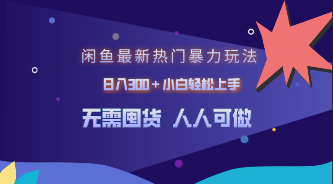 闲鱼最新热门暴力玩法，日入300＋小白轻松上手-2Y资源网