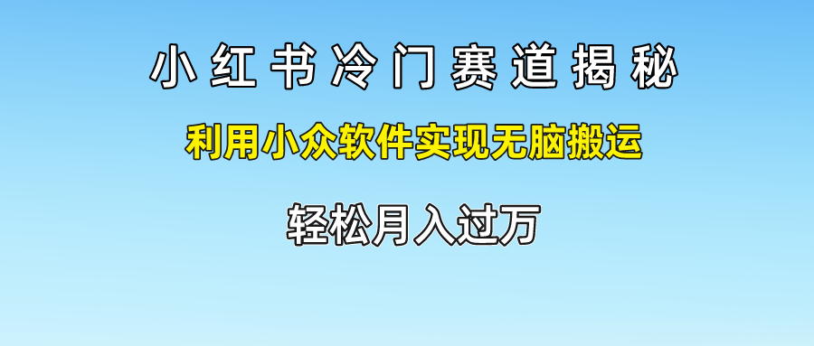 小红书冷门赛道揭秘,轻松月入过万，利用小众软件实现无脑搬运，-2Y资源网