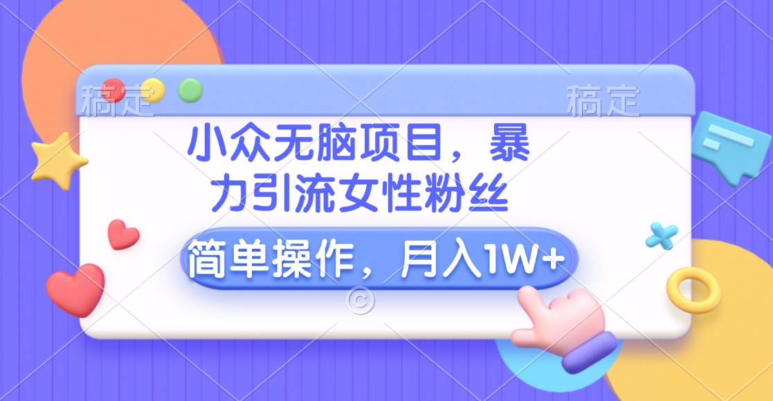 小众无脑项目，暴力引流女性粉丝，简单操作，月入10000+元-2Y资源网