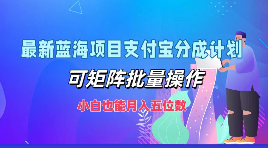 最新蓝海项目支付宝分成计划，小白也能月入五位数，可矩阵批量操作-2Y资源网