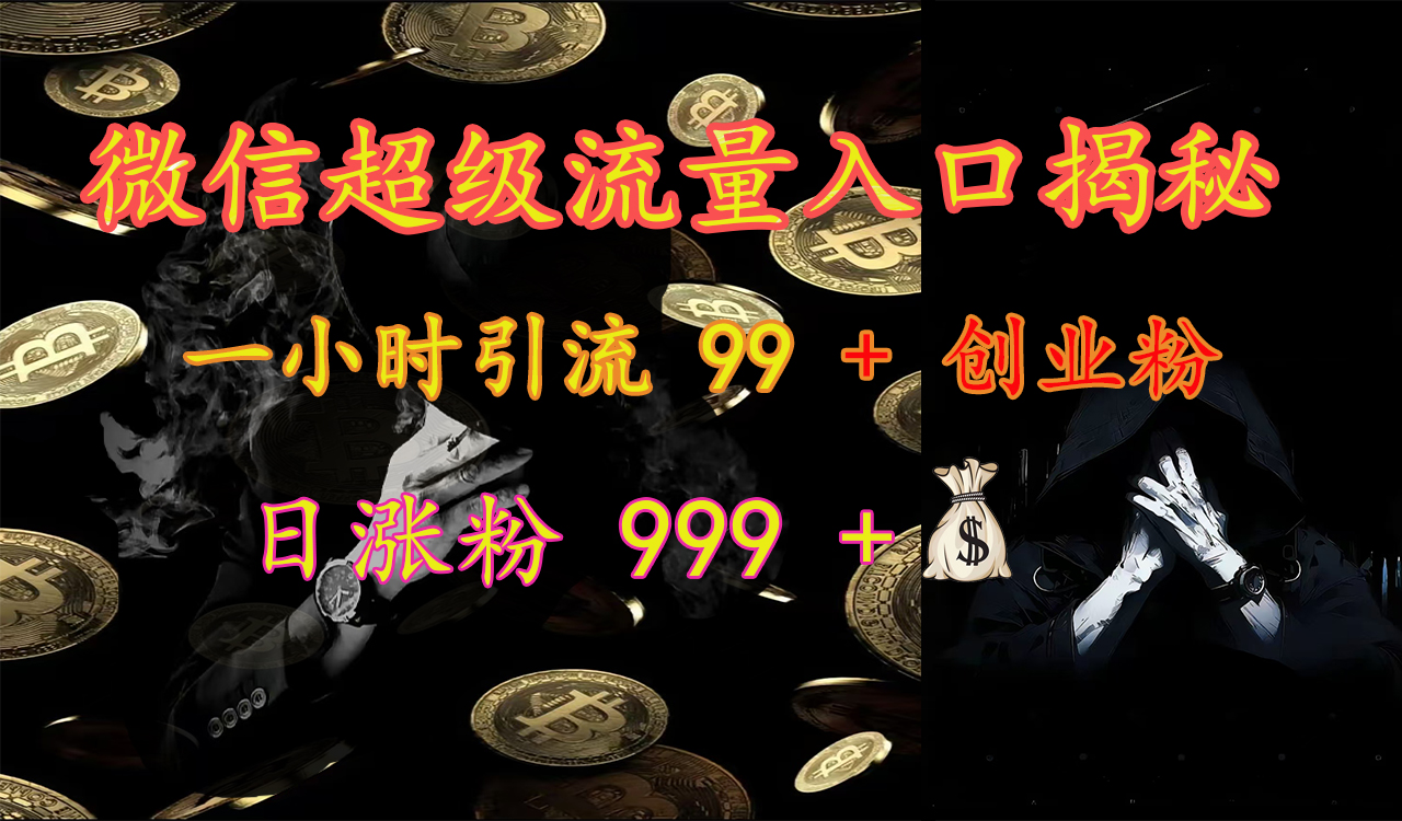 微信超级流量入口揭秘：一小时引流 99 + 创业粉，日涨粉 999 +【揭秘】-2Y资源网