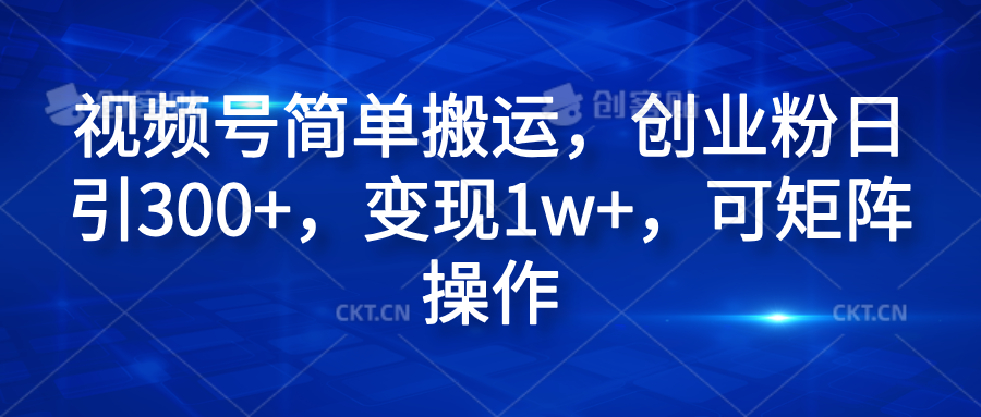 视频号简单搬运，创业粉日引300+，变现1w+，可矩阵操作-2Y资源网