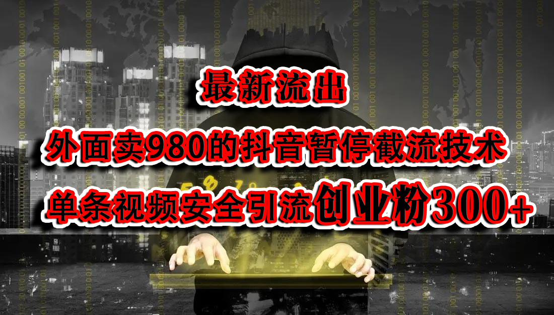 最新流出：外面卖980的抖音暂停截流技术单条视频安全引流创业粉300+-2Y资源网