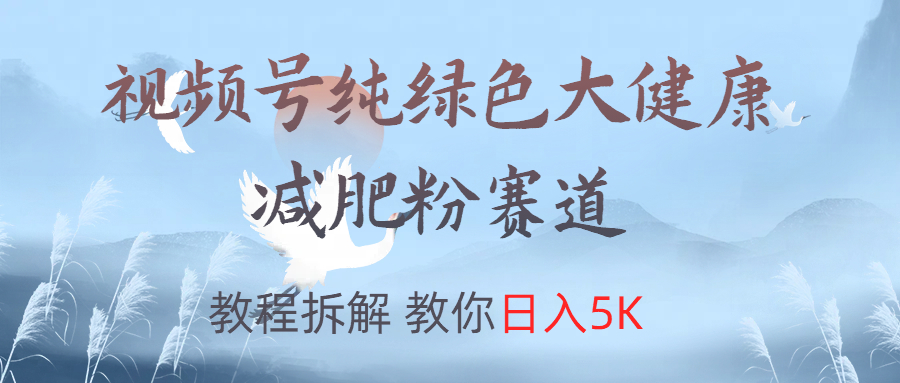 视频号纯绿色大健康粉赛道，教程拆解，教你日入5K-2Y资源网