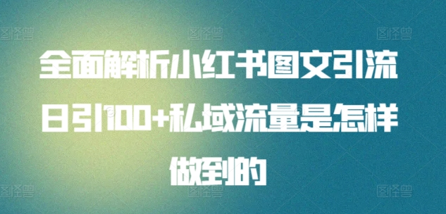 暴力引流 小红书图文引流日引100私域全面拆解【打粉人必看】-2Y资源网