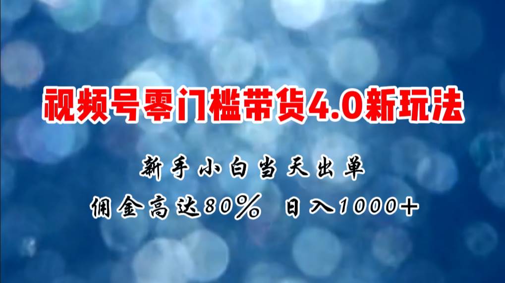 微信视频号零门槛带货4.0新玩法，新手小白当天见收益，日入1000+-2Y资源网