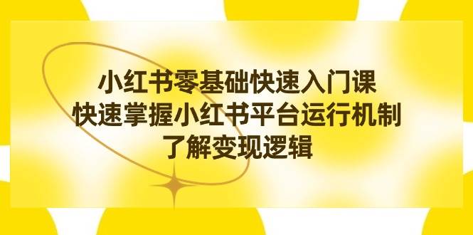 小红书0基础快速入门课，快速掌握小红书平台运行机制，了解变现逻辑-2Y资源网