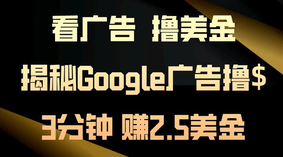 看广告，撸美金！3分钟赚2.5美金！日入200美金不是梦！揭秘Google广告撸美金全攻略！-2Y资源网