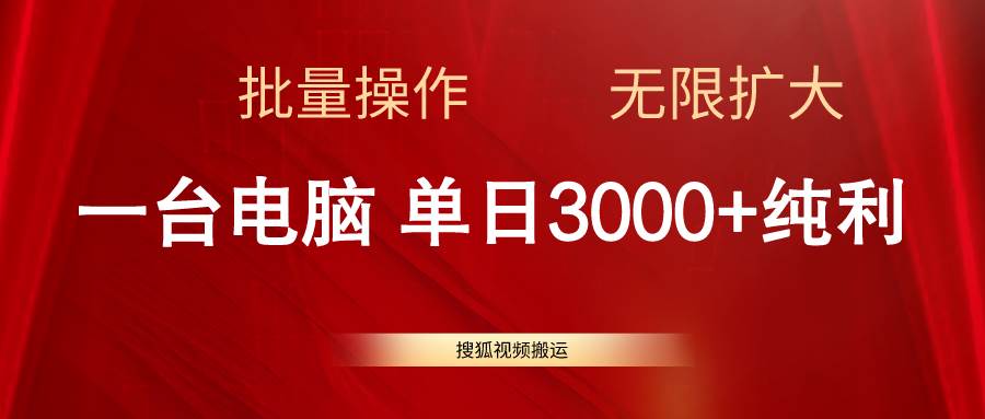 搜狐视频搬运，一台电脑单日3000+，批量操作，可无限扩大-2Y资源网