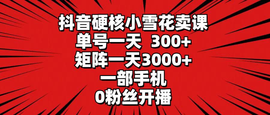 抖音硬核小雪花卖课，单号一天300+，矩阵一天3000+，一部手机0粉丝开播-2Y资源网