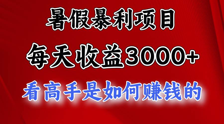 暑假暴利项目，每天收益3000+ 努努力能达到5000+，暑假大流量来了-2Y资源网