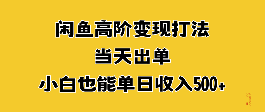 闲鱼高阶变现打法，当天出单，小白也能单日收入500+-2Y资源网