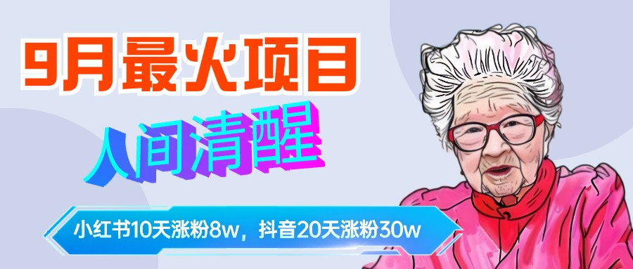 9月最火项目，人间清醒柒奶奶，10天小红薯涨粉8w+，单篇笔记报价1400.-2Y资源网