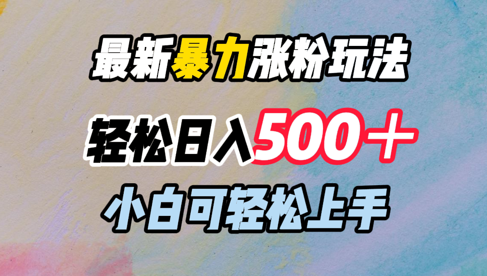 最新暴力涨粉玩法，轻松日入500＋，小白可轻松上手-2Y资源网