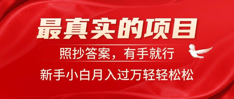 最真实的项目，照抄答案，有手就行，新手小白月入过万轻轻松松-2Y资源网