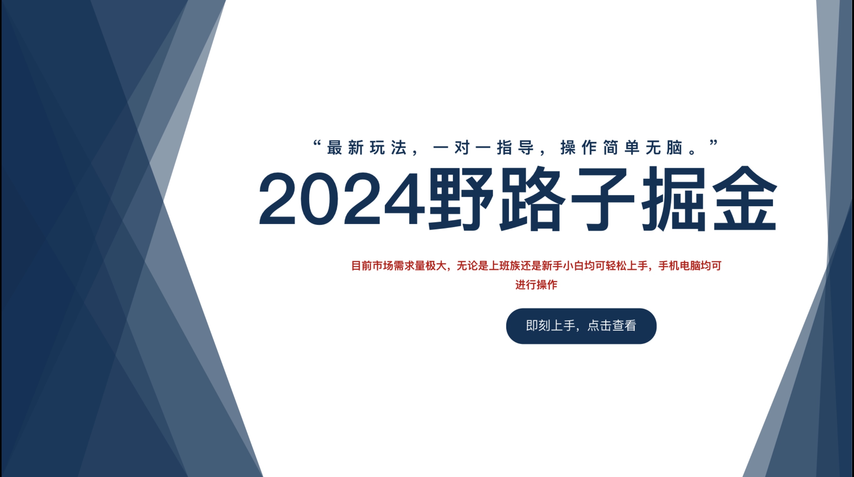 2024野路子掘金，最新玩 法， 一对一指导，操作简单无脑。-2Y资源网