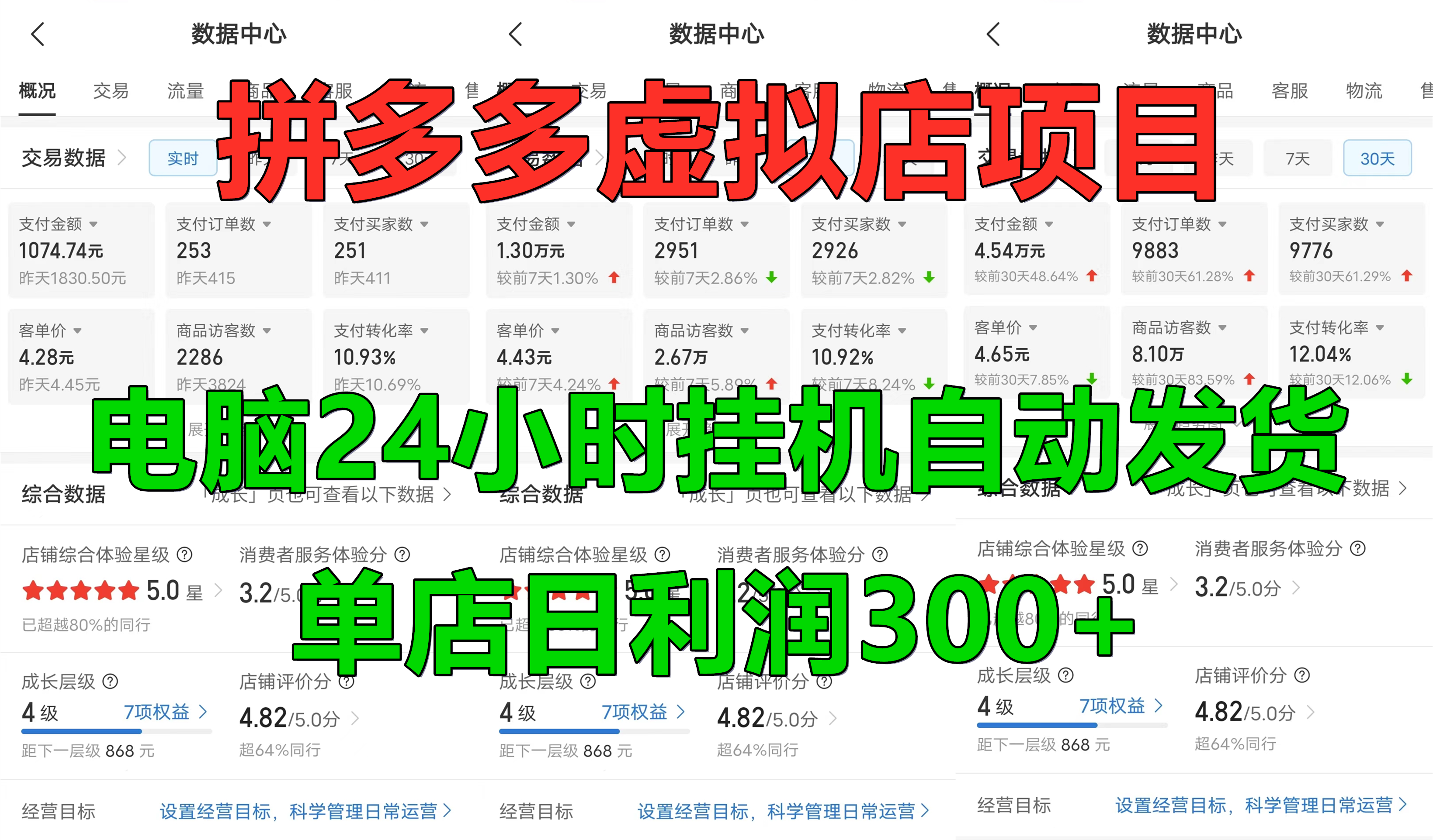 拼多多虚拟店项目，电脑挂机自动发货，单店日利润300+，可放大操作-2Y资源网