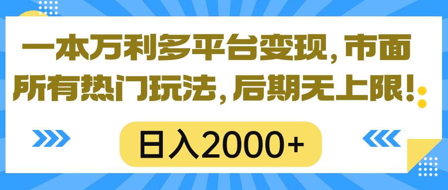 一本万利多平台变现，市面所有热门玩法，日入2000+，后期无上限！-2Y资源网