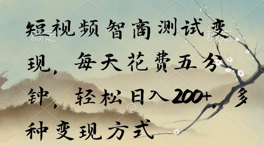 短视频智商测试变现，每天花费五分钟，轻松日入200+，多种变现方式-2Y资源网