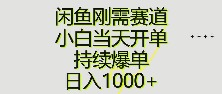闲鱼刚需赛道，小白当天开单，持续爆单，日入1000+-2Y资源网