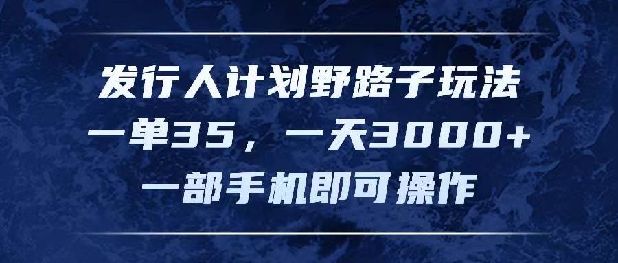 发行人计划野路子玩法，一单35，一天3000+，一部手机即可操作-2Y资源网