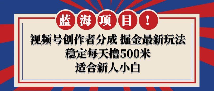【蓝海项目】视频号创作者分成 掘金最新玩法 稳定每天撸500米 适合新人小白-2Y资源网