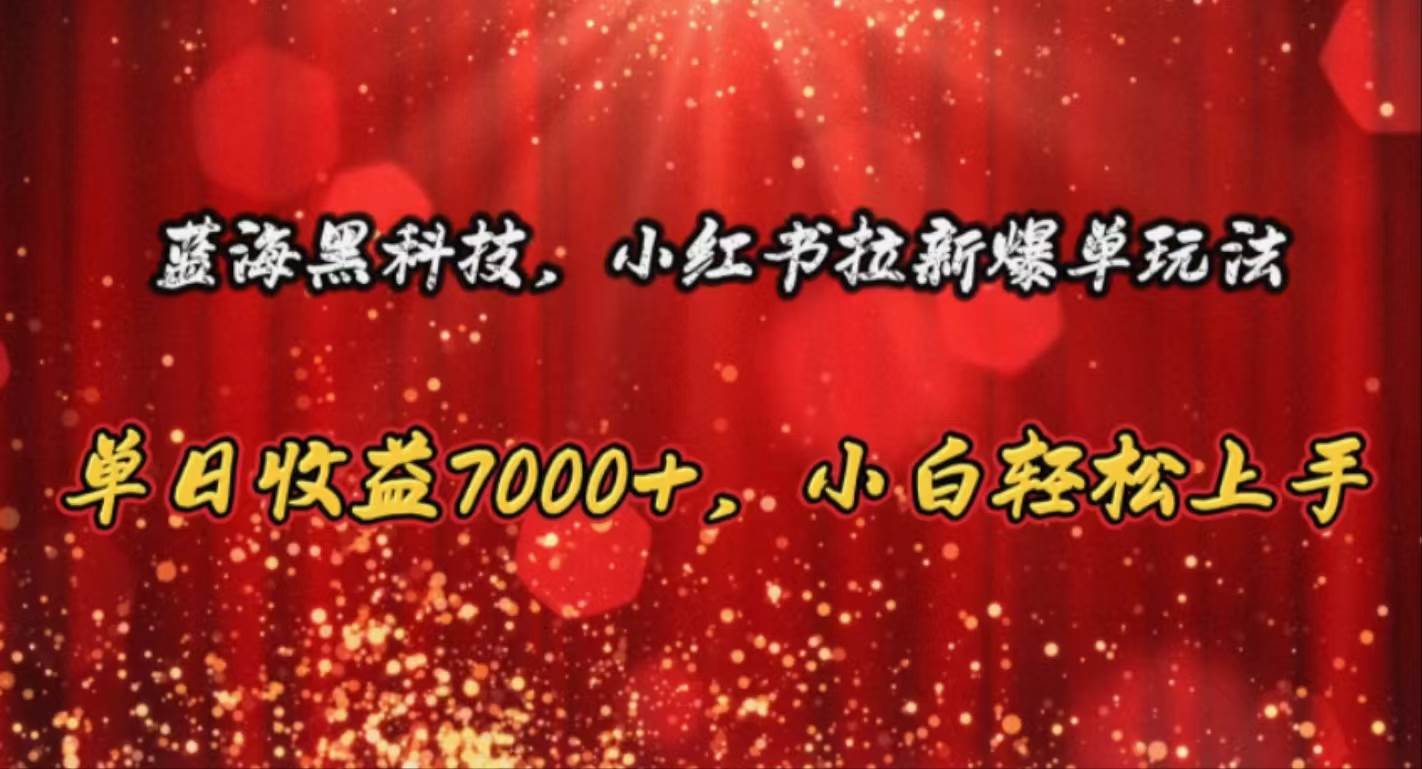 蓝海黑科技，小红书拉新爆单玩法，单日收益7000+，小白轻松上手-2Y资源网