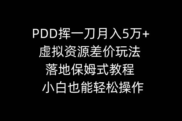 PDD挥一刀月入5万+，虚拟资源差价玩法，落地保姆式教程，小白也能轻松操作-2Y资源网