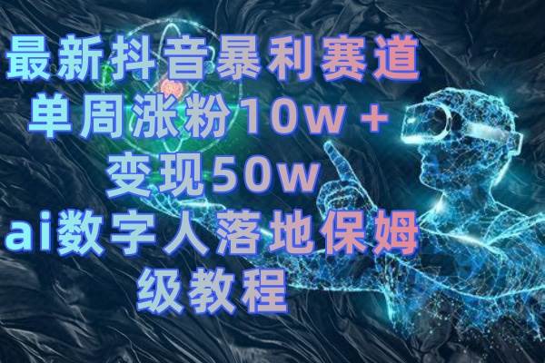 最新抖音暴利赛道，单周涨粉10w＋变现50w的ai数字人落地保姆级教程-2Y资源网