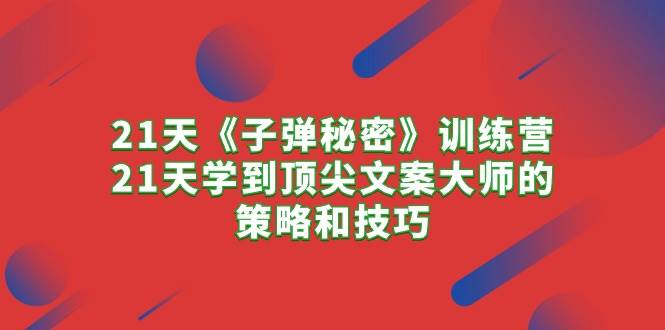 21天《子弹秘密》训练营，21天学到顶尖文案大师的策略和技巧-2Y资源网