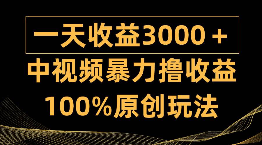 中视频暴力撸收益，日入3000＋，100%原创玩法，小白轻松上手多种变现方式-2Y资源网
