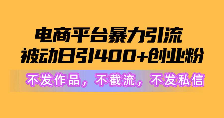 电商平台暴力引流,被动日引400+创业粉不发作品，不截流，不发私信-2Y资源网